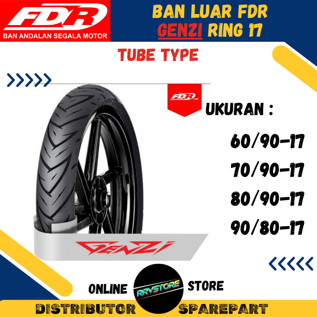BAN LUAR FDR GENZI RING 17 80/80-17 90/80-17 100/80-17 BAN FDR GENZI BAN MOTOR BEBEK RING 17 TUBELES