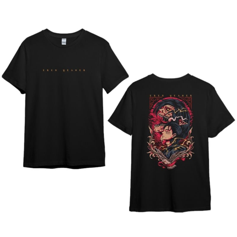 Kaos Anime | Kaos Attack On Titan Eren Yeager | Baju Anime | Kaos Distro Anime AOT | PREMIUM TSHIRT 