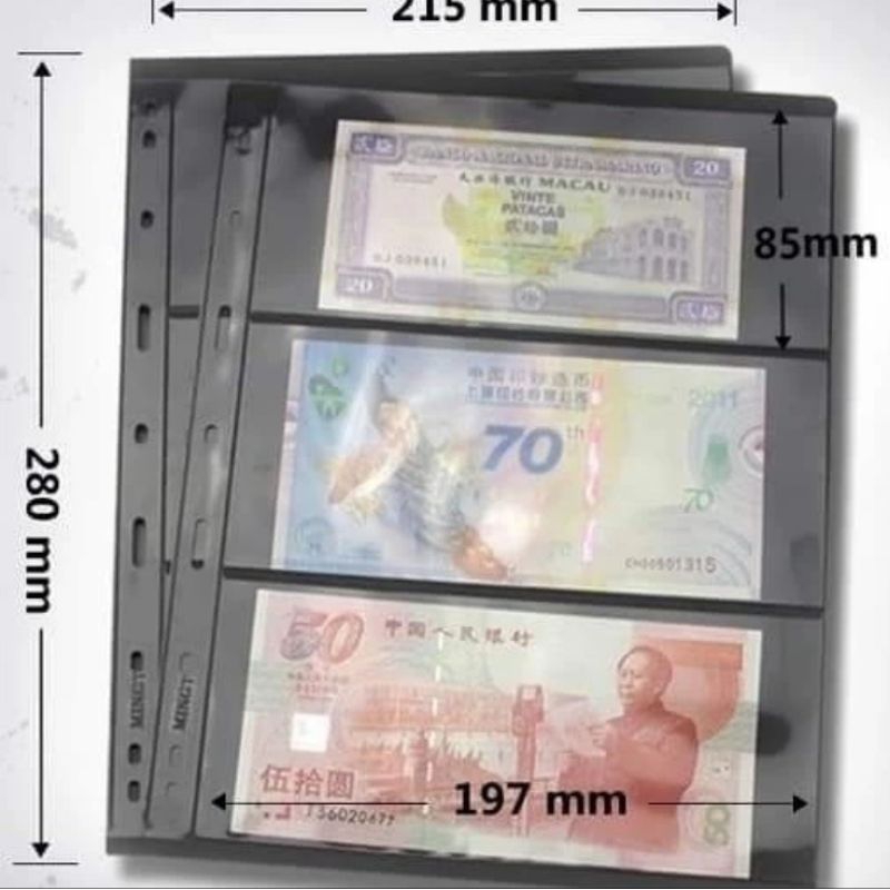 

Refill uang kertas perangko Mingt hitam sekat 3 baris bijian eceran