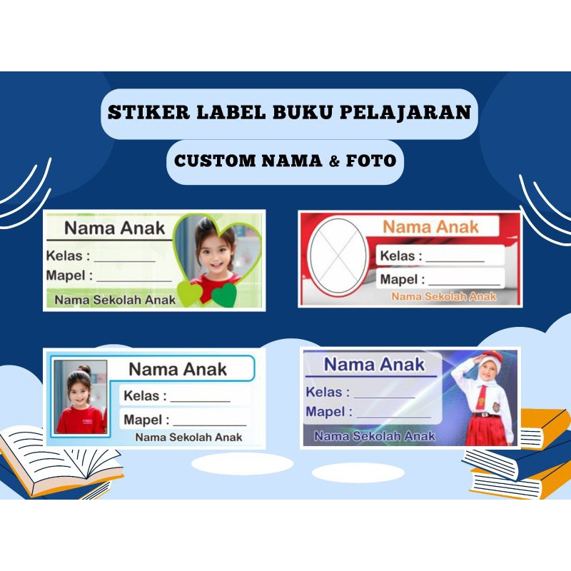 

40 PCS STIKER LABEL NAMA BUKU - LABEL NAMA CUSTOM FOTO - STIKER BUKU PELAJARAN - STIKER BUKU KARAKTER