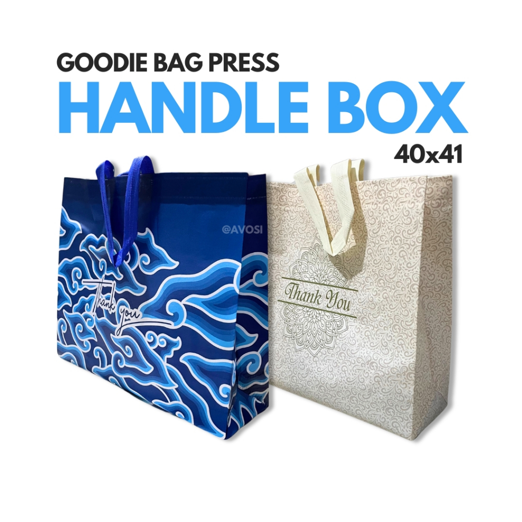 

(LUSINAN 12 PCS) Goodie bag laminasi handle box press thank you 40x41 CM