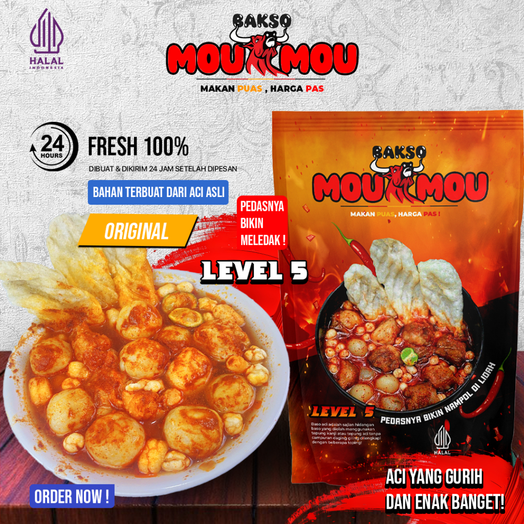 

【Bakso MouMou】Baso Aci Original Varian Pedas Level 5 Boci Halal Makanan Frozen Premium Murah