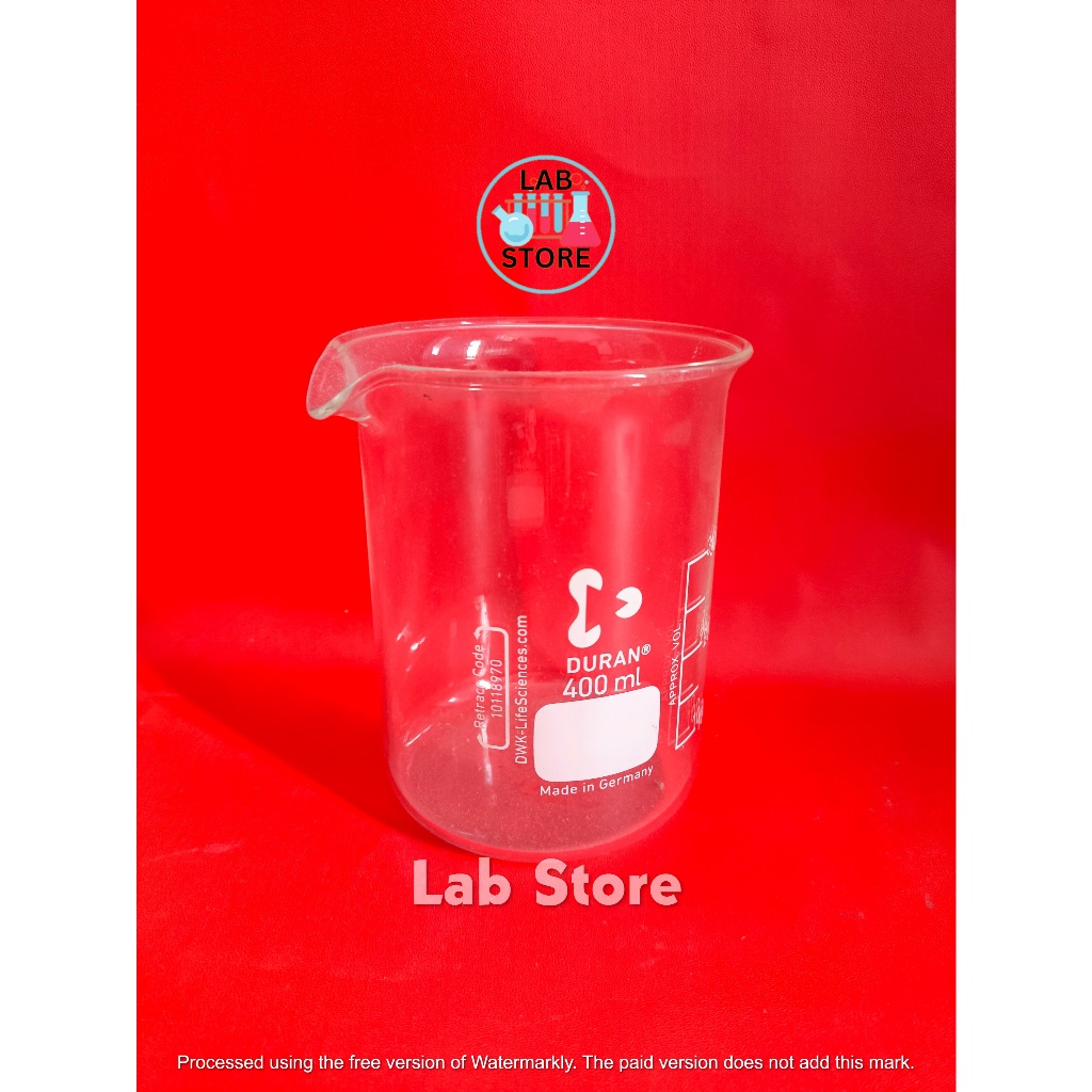 Beaker / Beaker 400ml Duran / Beaker Glass 400ml / Gelas Kimia 400ml Duran