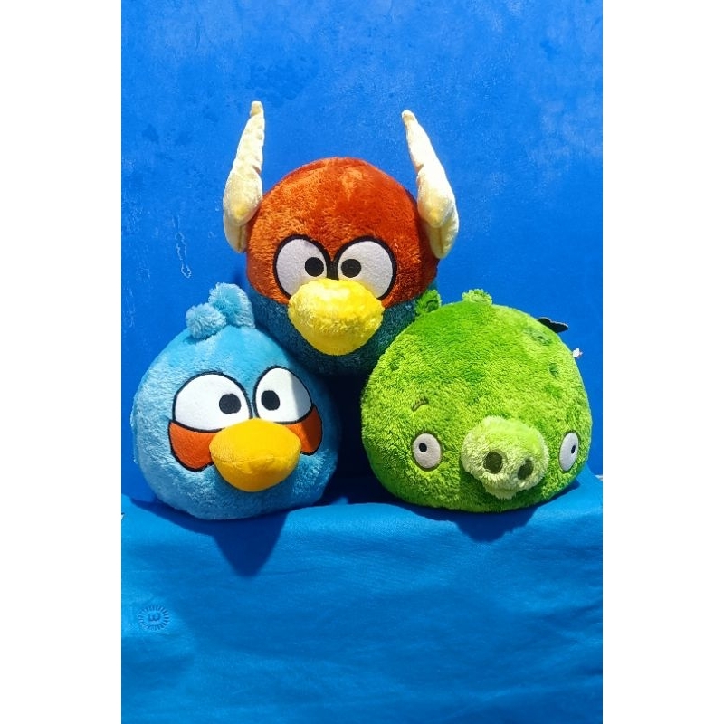 Boneka Angry Birds Blue Bird / Green Pig Angry Bird / Lightning Blue Orange Angry Bird Ori