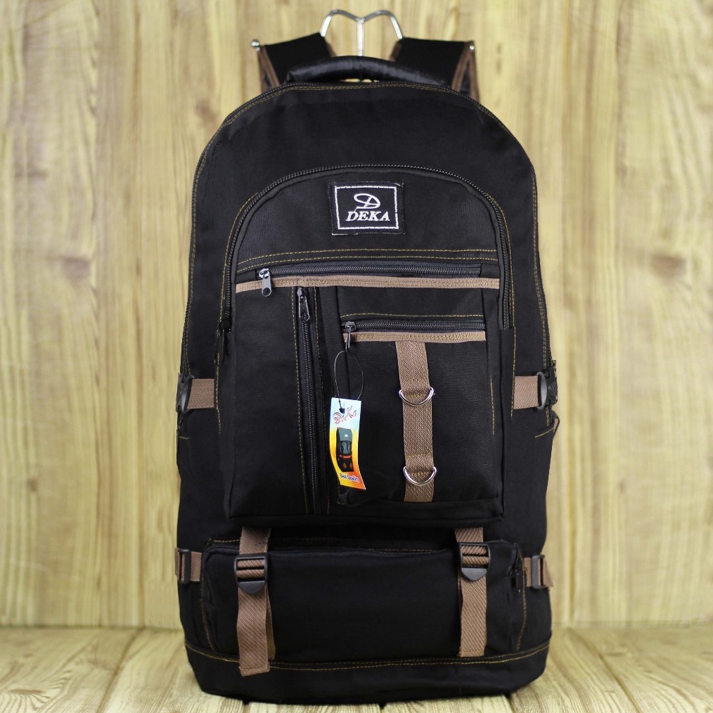 KODE E67Z Tas Ransel Gunung Carrier Camping Kemping Hiking Model Gunung Deka Hitam Bahan Denim Jeans