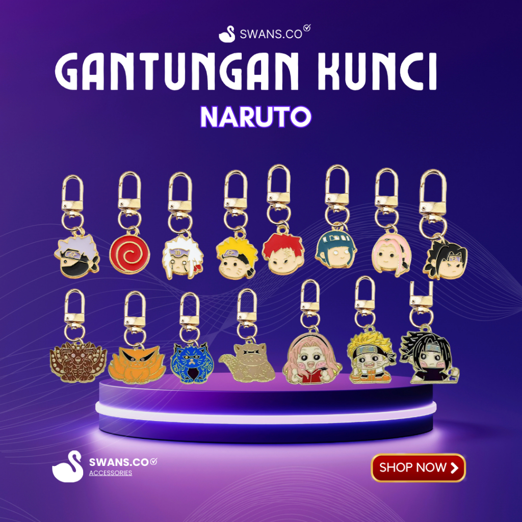 SWANS.CO - GANTUNGAN KUNCI NARUTO | NARUTO KEYCHAIN. - SAKURA - SASUKE - ICHIBI- NIBI - KYUBI- GYUKI