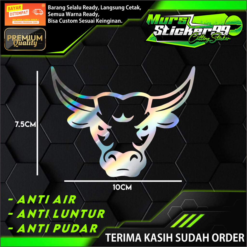 Sticker Cutting KEPALA BANTENG 1 WARNA Untuk Motor Dan Mobil