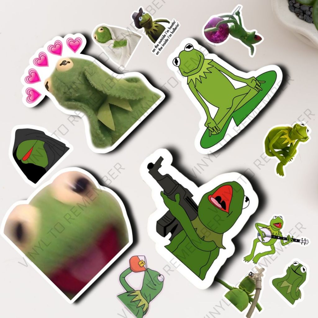 

Stiker Vinyl Meme Kermit Frog Hewan Kodok Pack Lucu Waterproof Funny Animal Sticker Aesthetic Y2k HP Tumblr