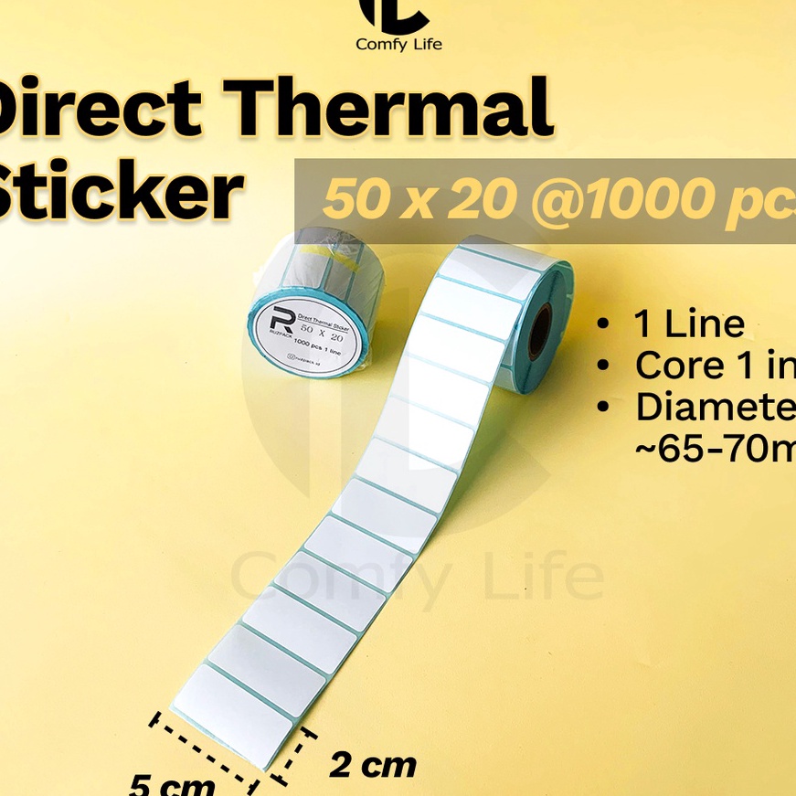 

Terbatas DIRECT THERMAL STICKER 5x2 MM KERTAS LABEL STIKER BARCODE 1 LINE 1 PCS