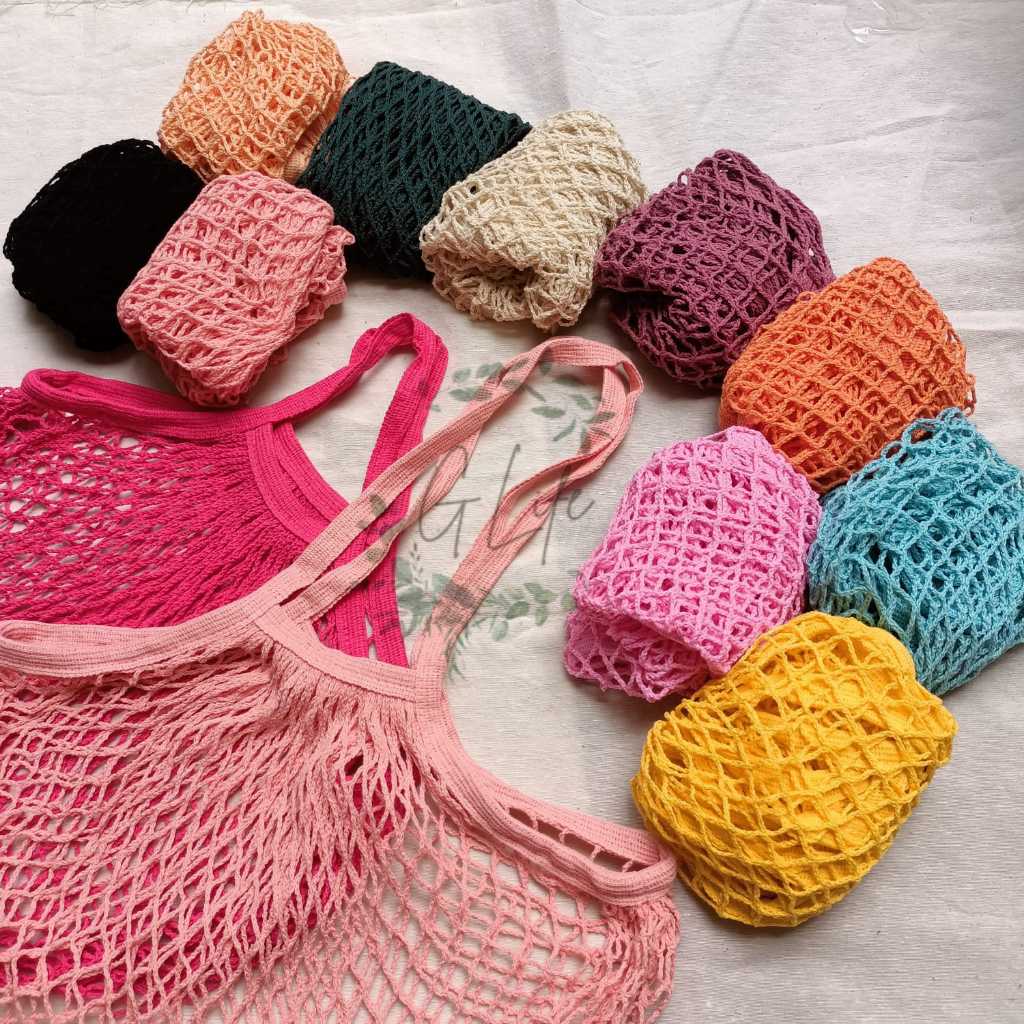 Tas Belanja Jaring Katun, Tas Jaring Reusable, Tas Belanja Cotton Mesh Bag Reusable
