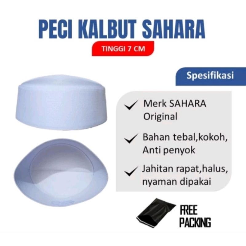 Kopyah Sahara ORIGINAL 100% Peci Putih Habib Santri Pria Alkhidmah/Peci Kalbut Sahara/Peci Alkhidmah