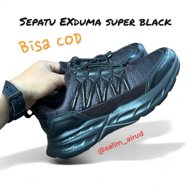 Sepatu exduma black potenzio and superblack sneaker pria keren