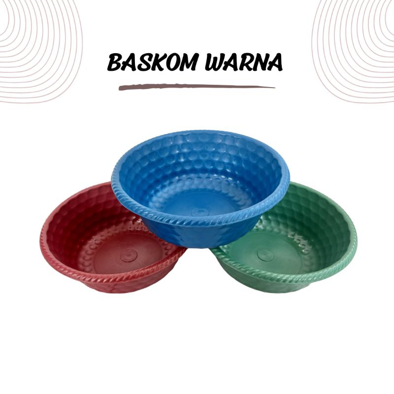 Baskom Bulat Besek Warna Lokal- berkat baskom plastik bulat