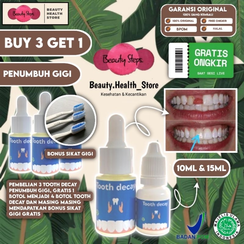 [ COD ] PROMO BELI 3 GRATIS 1 PAKET TOOTH DECAY 10 & 15ml | GROSIR | OBAT TETES PENUMBUH GIGI BOLONG