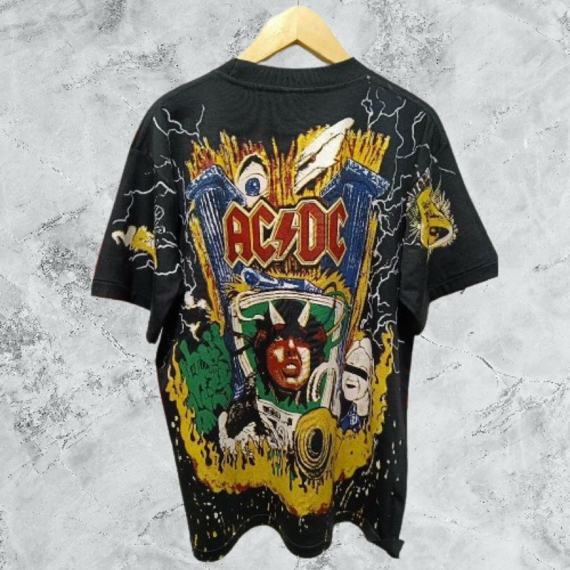 kaos band ACDC AOP vintage 90s tag giant tshirt USA botleg thailand sex pistol metalica nirvana bad 