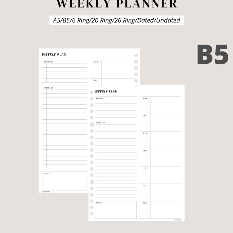 

Terbaik B5 Isi Binder Weekly Planner by INKONPAPER