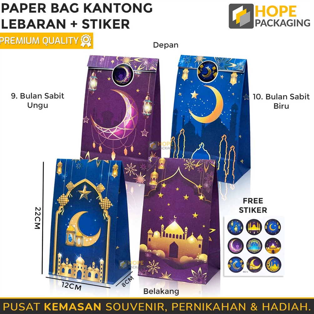 

MURAH MERIAH Harga 5 Pcs Paper Bag Edisi Lebaran Stiker Kantong Hampers Lebaran Paperbag Idul Fitri Souvenir Permen Coklat Gift Hampers Lebaran