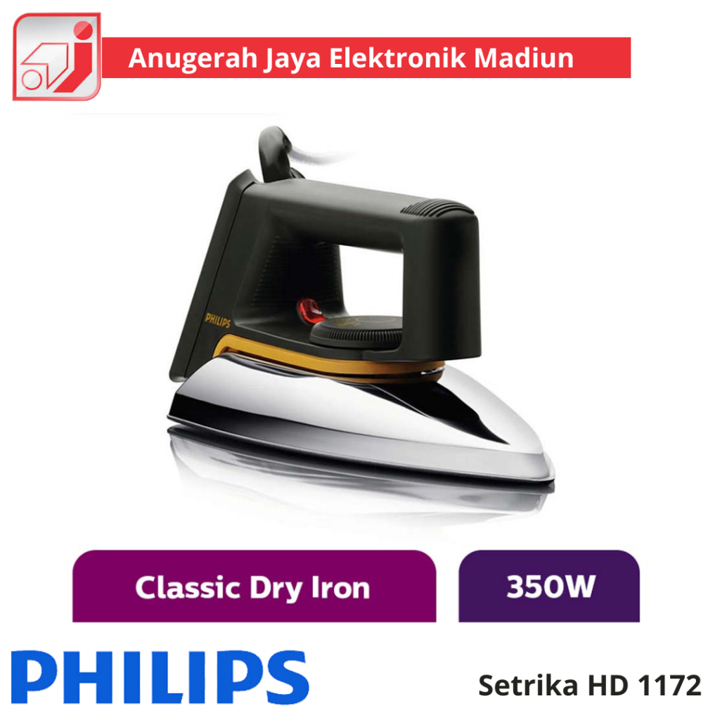 Setrika Philips HD 1172 Original / Philips Setrika Kering HD1172 Garansi Resmi