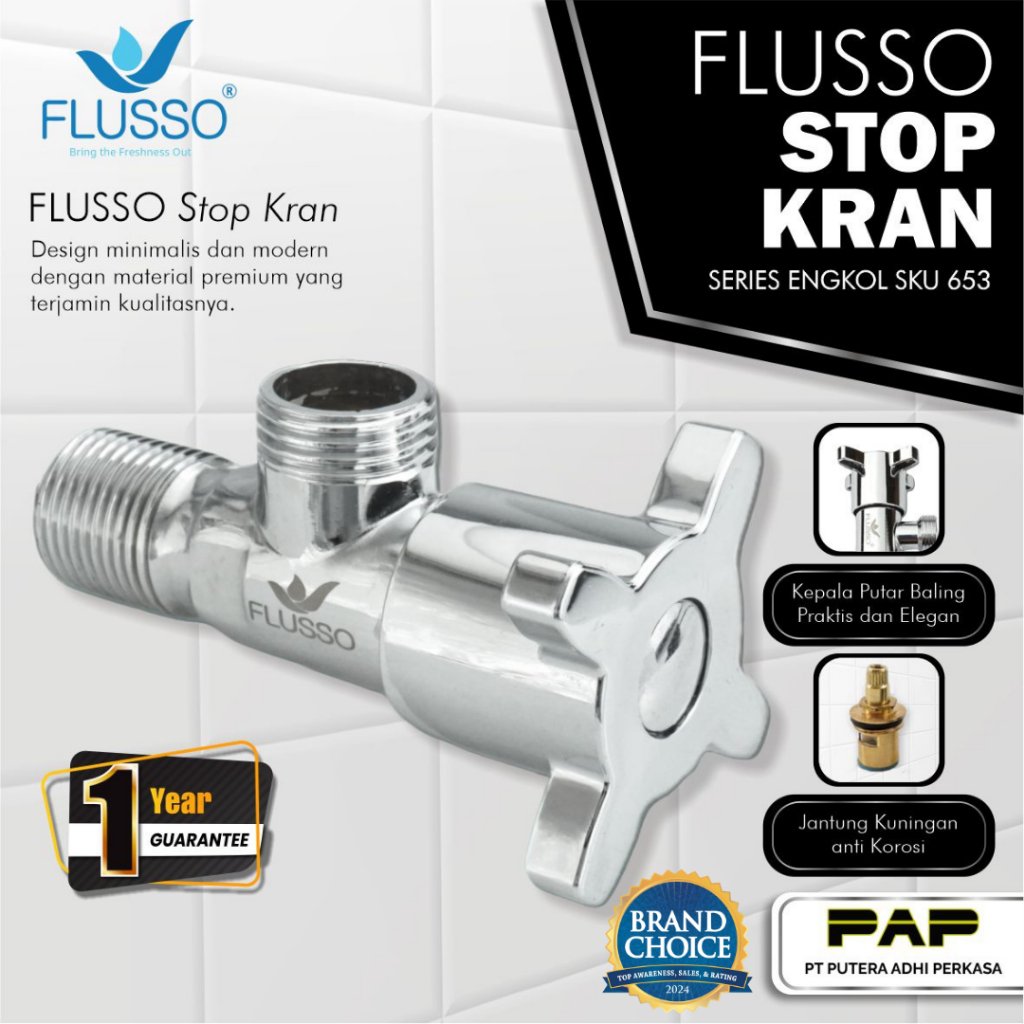 Flusso Stop Kran Stop Wall Valve Kran Air Kran Tembok Baling Flusso 653