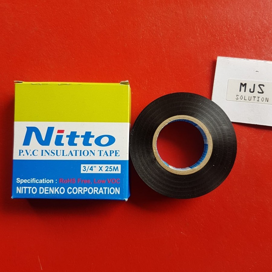 SOLASI NITTO 3/4 25M SOLASI LISTRIK LAKBAN LISTRIK LAKBAN HITAM TAPE ISOLASI LISTRIK
