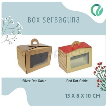 

Brown Paper Multipurpose Gable Box Serbaguna Red - Silver Dot 10 PCS