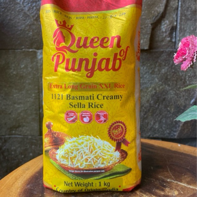 

Queen Punjab Beras Basmati 1 kg Creamy Sella Extra Long
