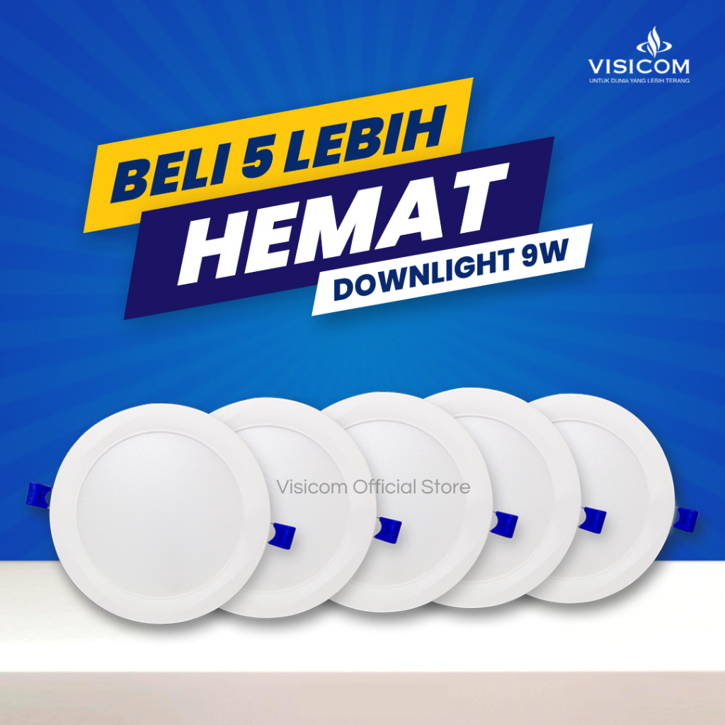 VISICOM PAKET HEMAT Lampu LED Downlight 9 Watt Panel Inbow Ukuran 5 Inchi - Isi 5 Pcs