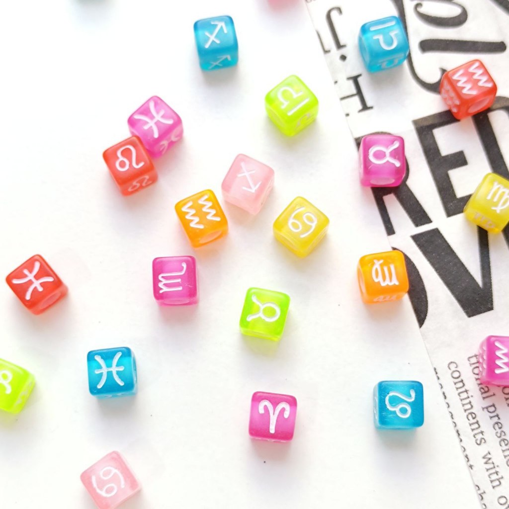 10 gr Beads Zodiak Kubus Warna Warni Bening Putih Horoscope Ramalan Bintang Signs Monte