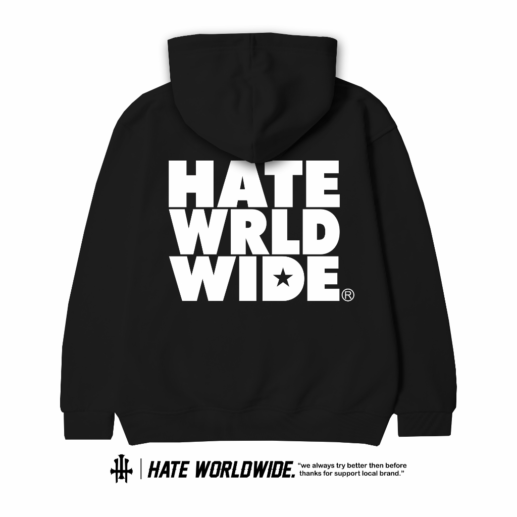 HOODIE HATE WORLDWIDE DGX BLACK Jaket pria wanita brand clothing