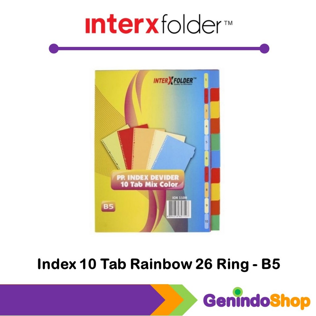 

Pembatas Kertas Binder / Index Divider B5 10 Tab InterxFolder