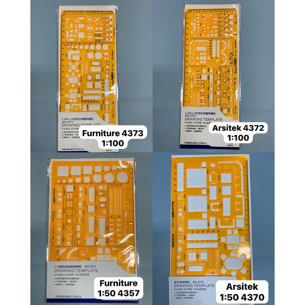 

penggaris sablon mal mebel furniture / arsitek jisihou 1:100 dan 1:200 atau 1:50 china rotring killer