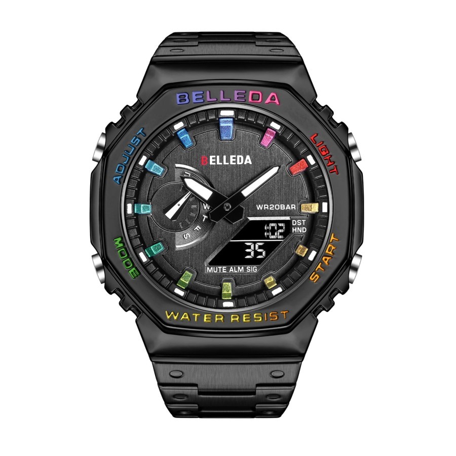 Belleda Watch Jam Tangan Pria Belleda 9529 Strap Stainless Double Time Sporty Cassual Anti Air 3 Atm