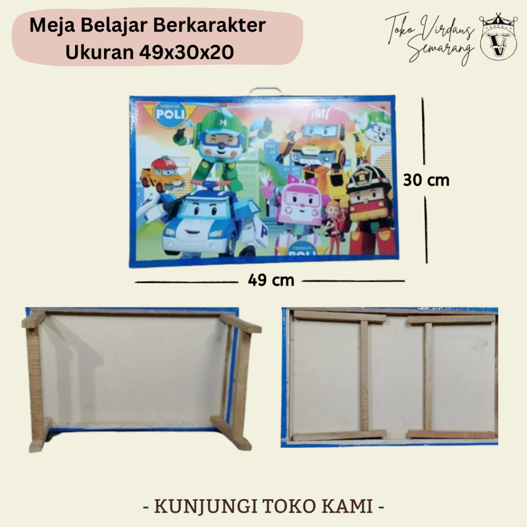 Meja Lipat Anak Karakter / Meja Lipat Kotak Karakter/ Meja Belajar Lipat Kayu Karakter