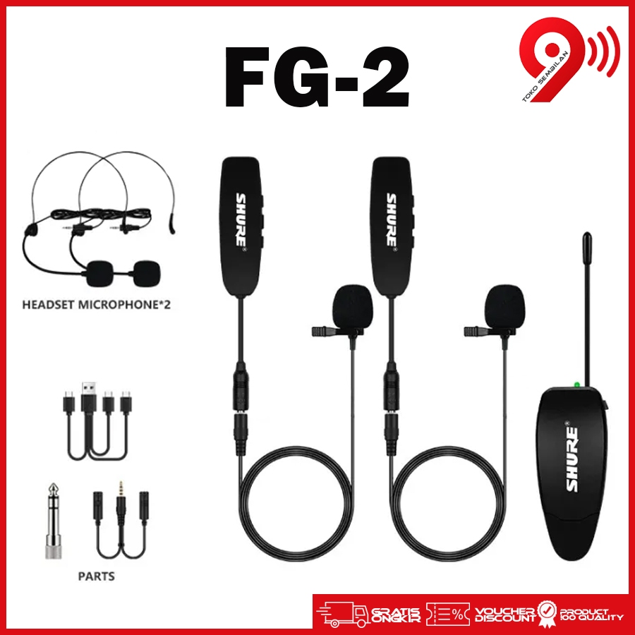 COD Cepat TaffSTUDIO Wireless Microphone 2.4G Headset 2 PCS with Receiver / Mic Mik Bando Imam Masji