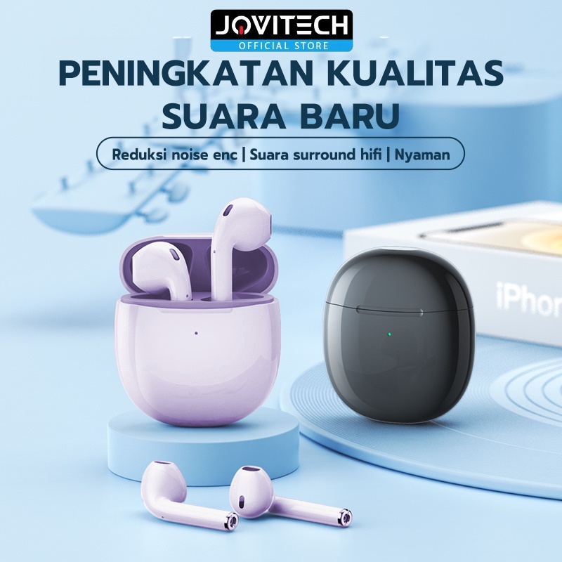 Jovitech Headset Bluetooth 5.3 TWS In-Ear Full Bass ENC Noise Reduction Earbuds Sport Gaming - EP52C