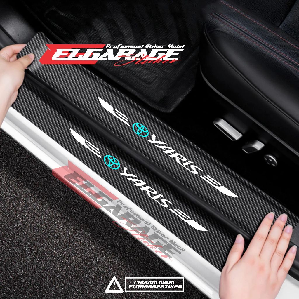 Stiker carbon mobil yaris sticker carbon pelindung pijakan kaki mobil toyota yaris terbaru