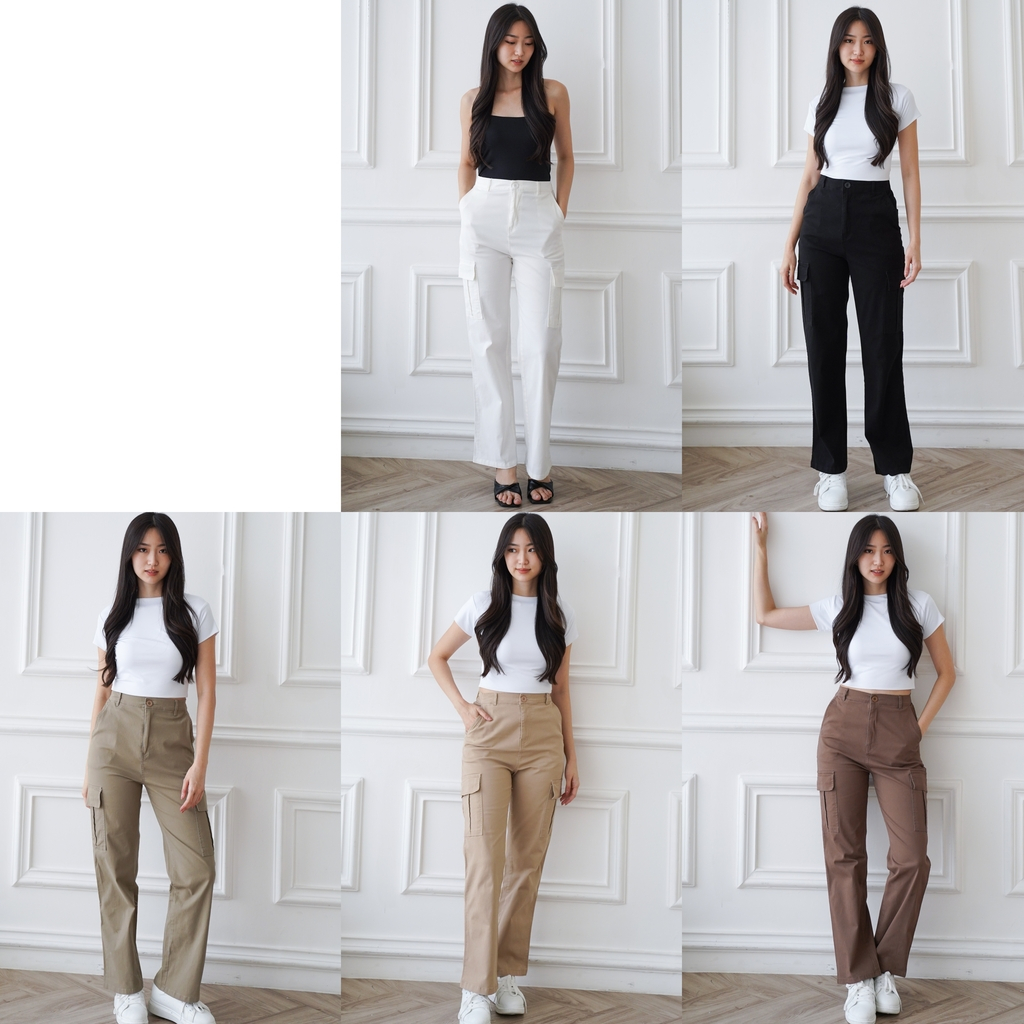 UPGRADE Celana Kulot Cargo Junia Katun Stretch