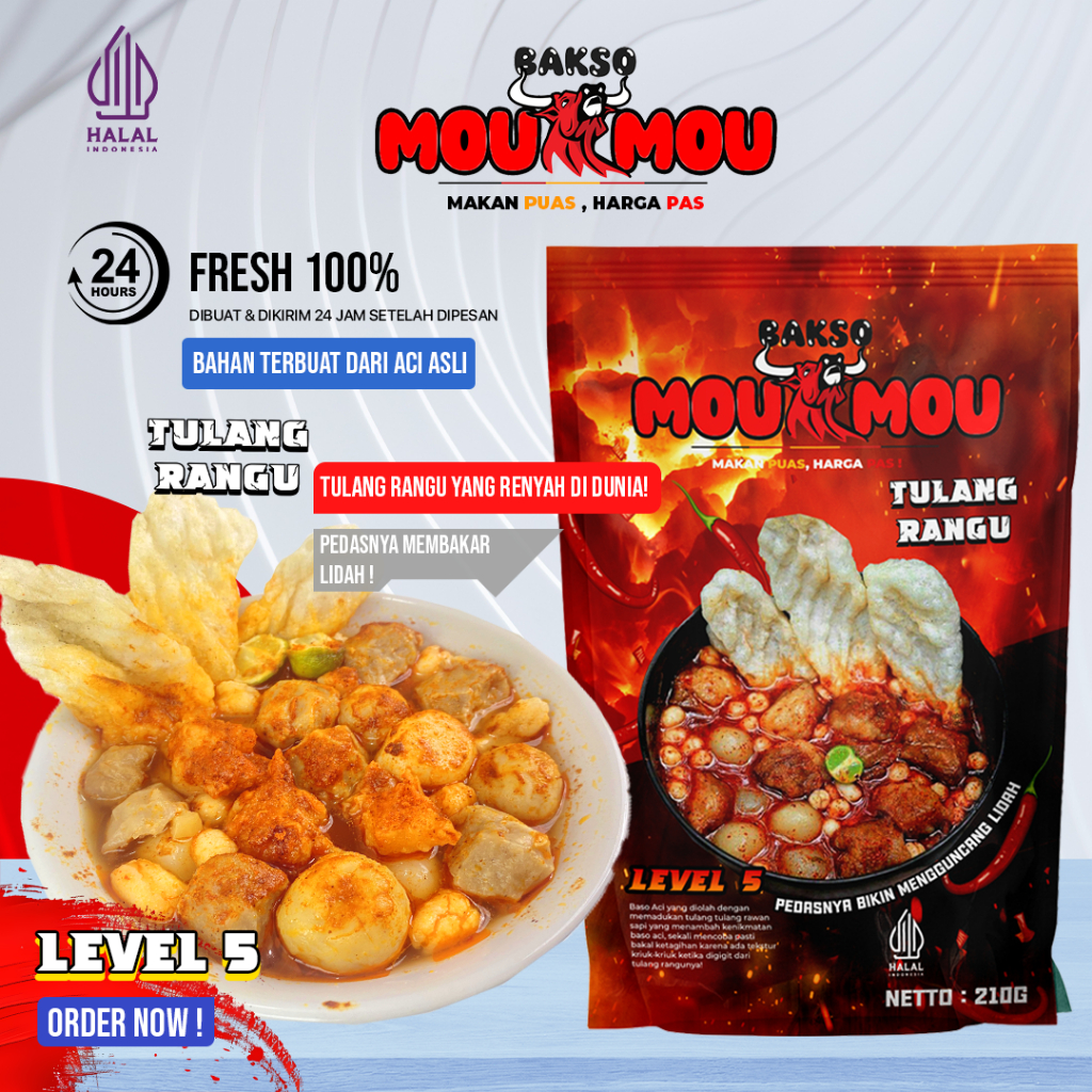 

（Bakso MouMou）Baso Aci Tulang Rangu Varian Pedas Level 5 Boci Halal Makanan Frozen Murah Premium