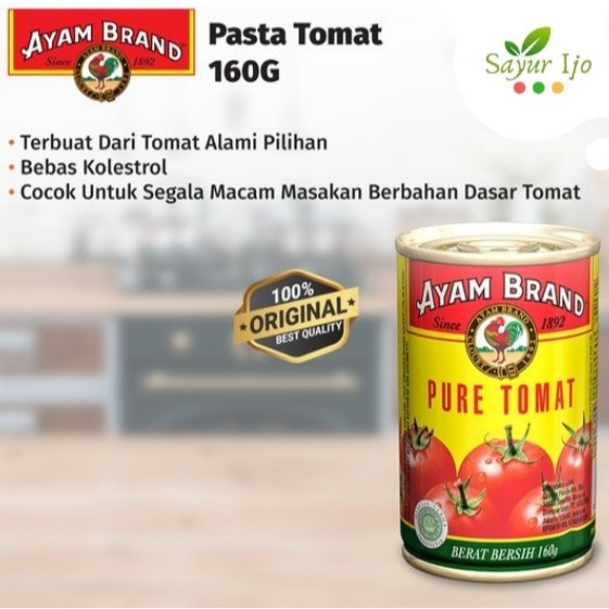 

Tomato Puree Ayam Brand 160 Gram / Kaleng Sauce Pasta Tomat Buah Instant Premium