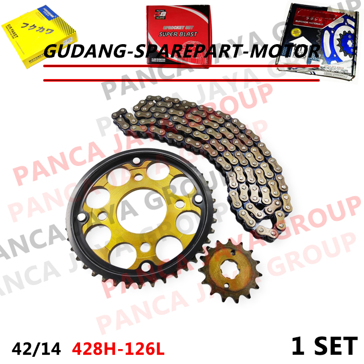 GEAR SET PAKET BAJA DEPAN BELAKANG RANTAI VIAR CROSS CROS X-150-200 MF-SE-ES-GT