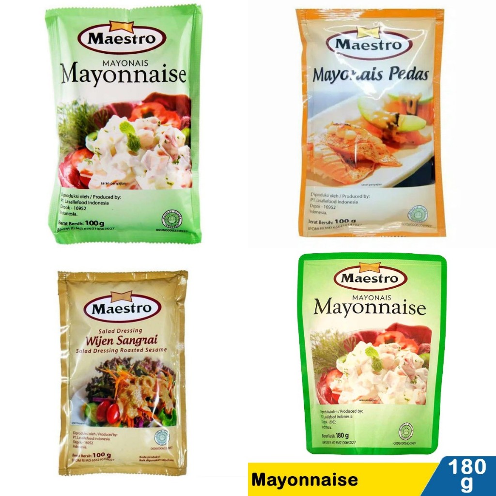 

Maestro Mayonnaise Mayonais Mayonis Mayonaise Original/Pedas/Wijen Sangrai 100 gr