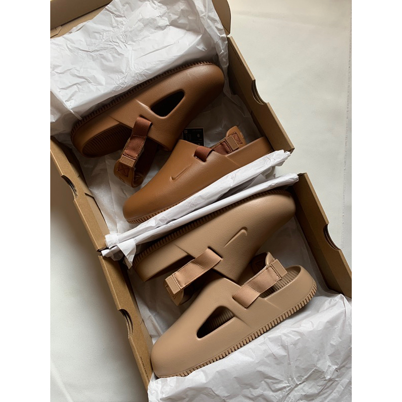 cust order nike calm mules hemp & british tan