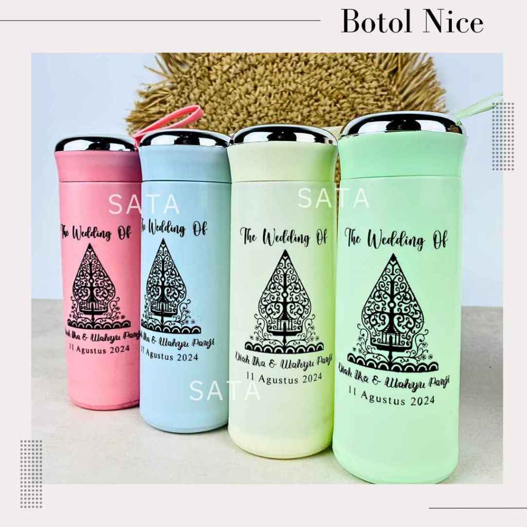(MINIM 100pcs) BOTOL NICE SABLON /SOUVENIR BOTOL KACA NICE / botol minum kaca souvenir pernikahan / 