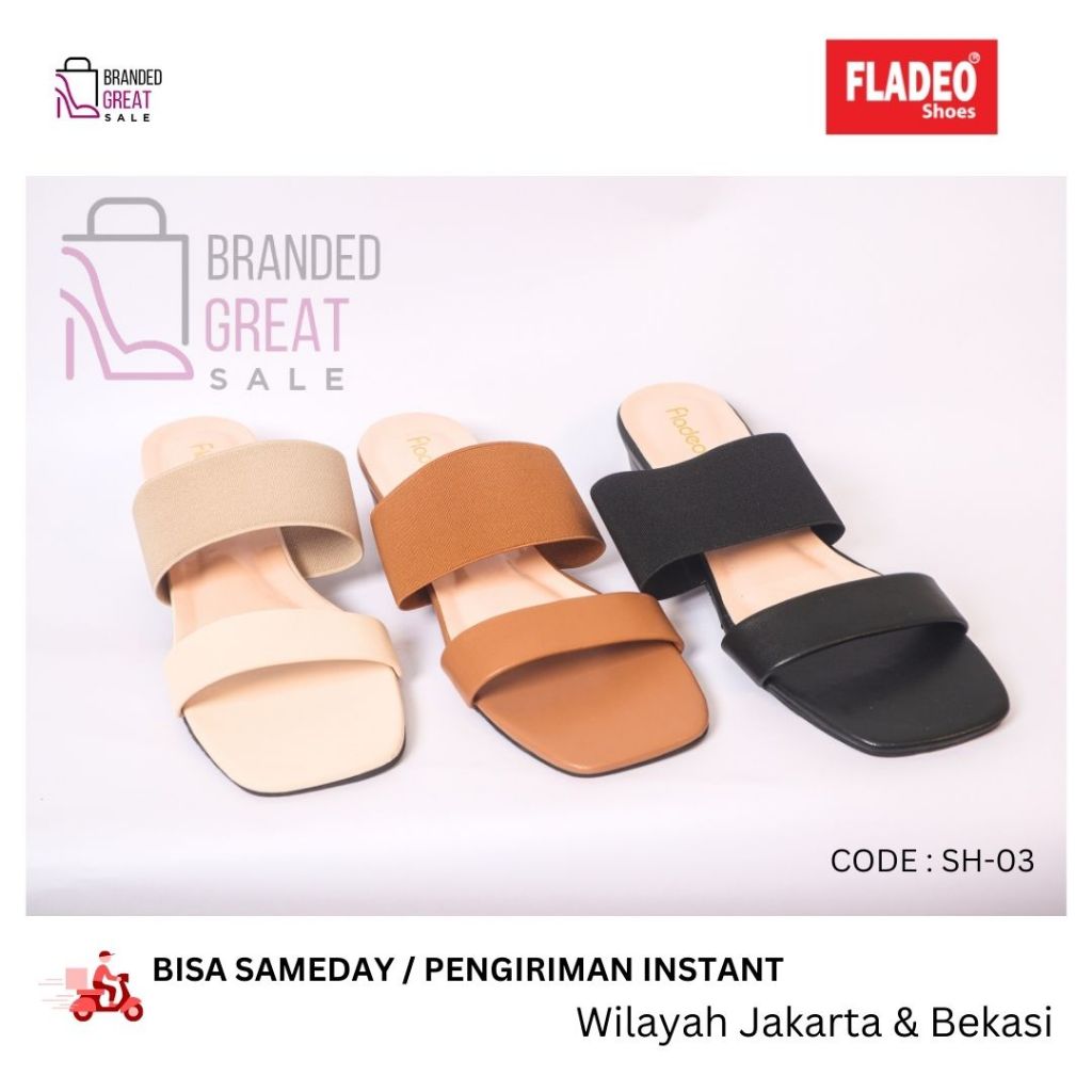 FLADEO Sandal Selop Wanita Heels 3 cm