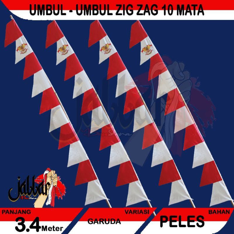 umbul-umbul 10 mata zig zag 3,4 METER