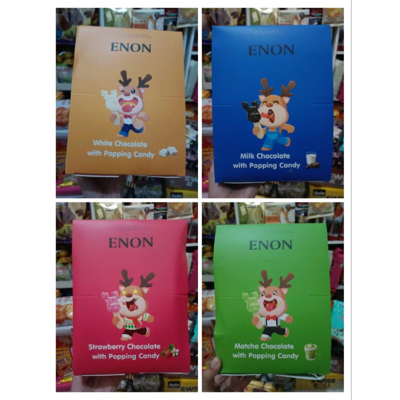 

PROMO ENON CHOCOLATE WITH POPPING CANDY 225GR (isi 15)