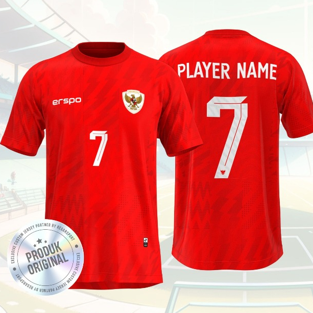 JERSEY TIMNAS ORIGINAL Supporter version free custom nameset  + nomor punggung
