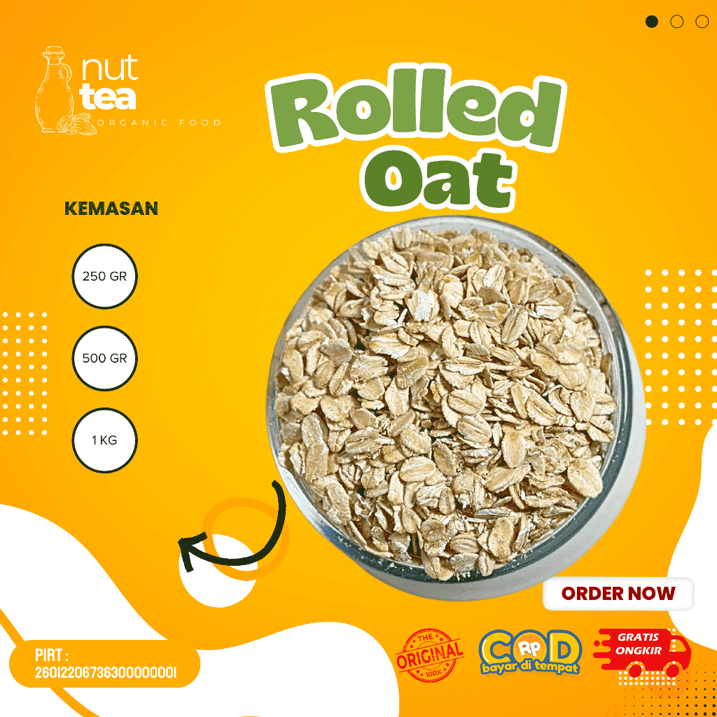 

Organic Rolled Oat 500Gr / Gandum Kasar Utuh Australia / Oatmeal / Wholegrain