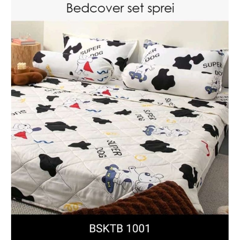 Bedcover set ukuran 160x200 selimut sprei premium spring bed kasur dipan bahan polyester premium / b