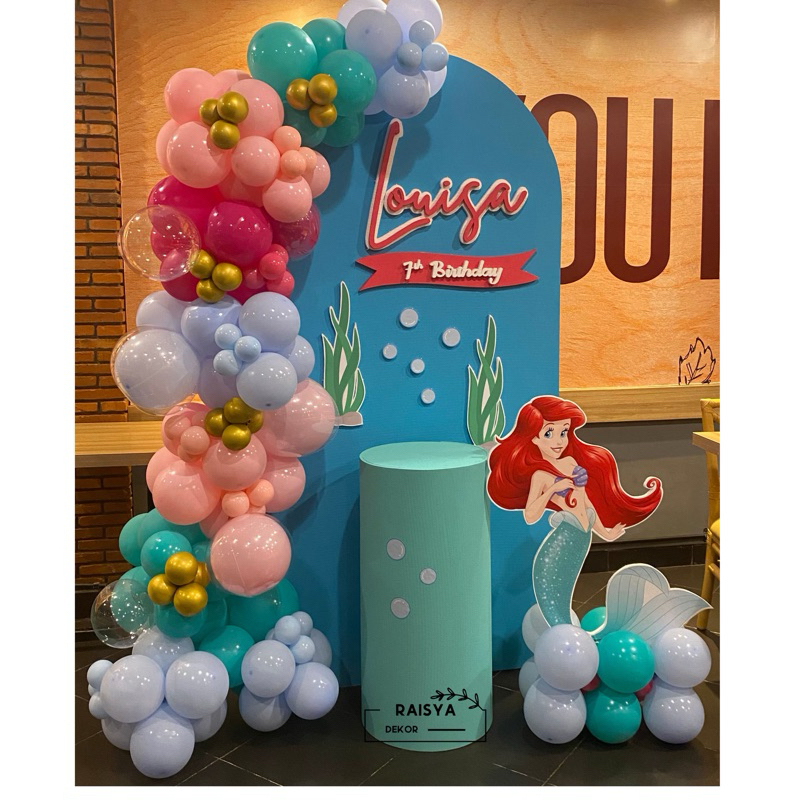 Dekorasi Balon ulang tahun Ariel Mermaid + Jasa pasang
